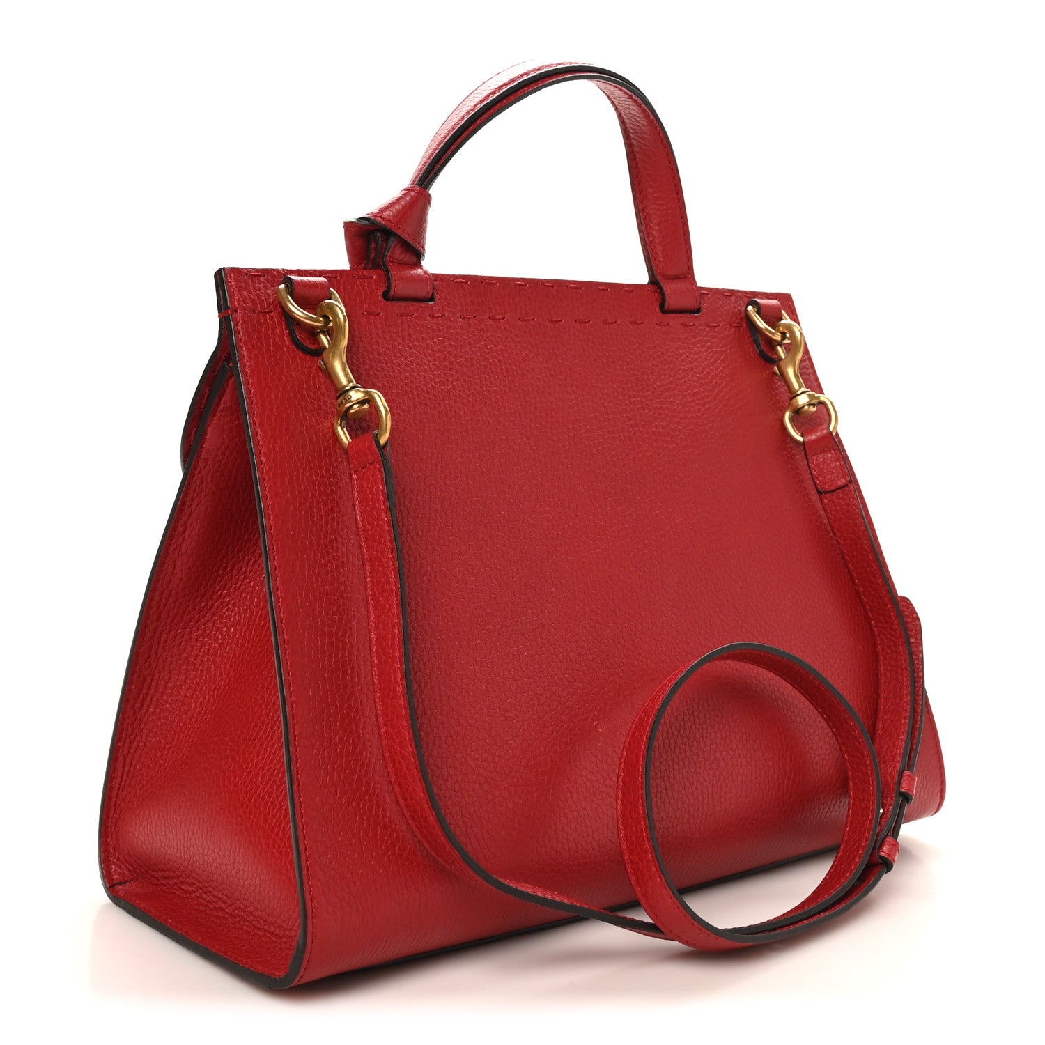 Calfskin Small GG Marmont Top Handle Bag Vulcanic Red