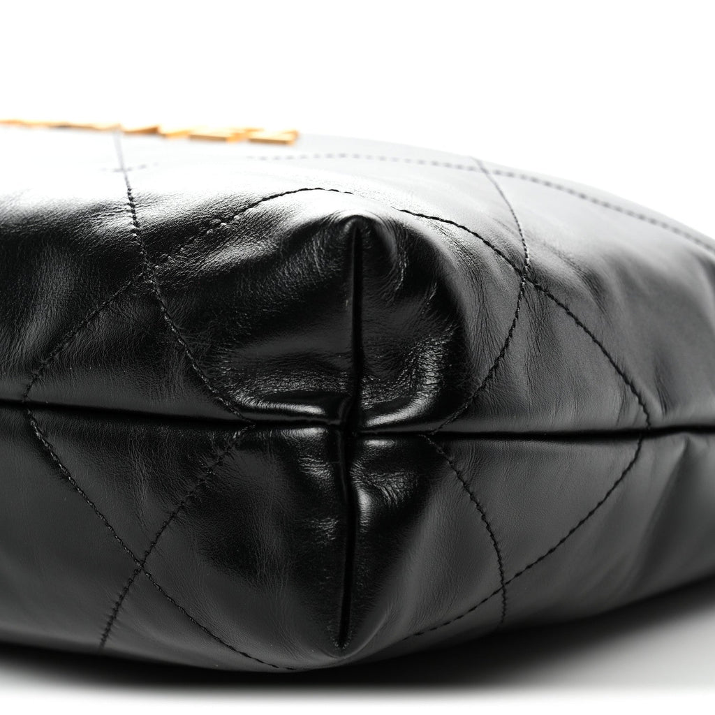 Shiny Calfskin Quilted Small Chanel 22 Black