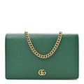 Dollar Calfskin Mini GG Marmont Chain Wallet Emerald Green Salvy Green