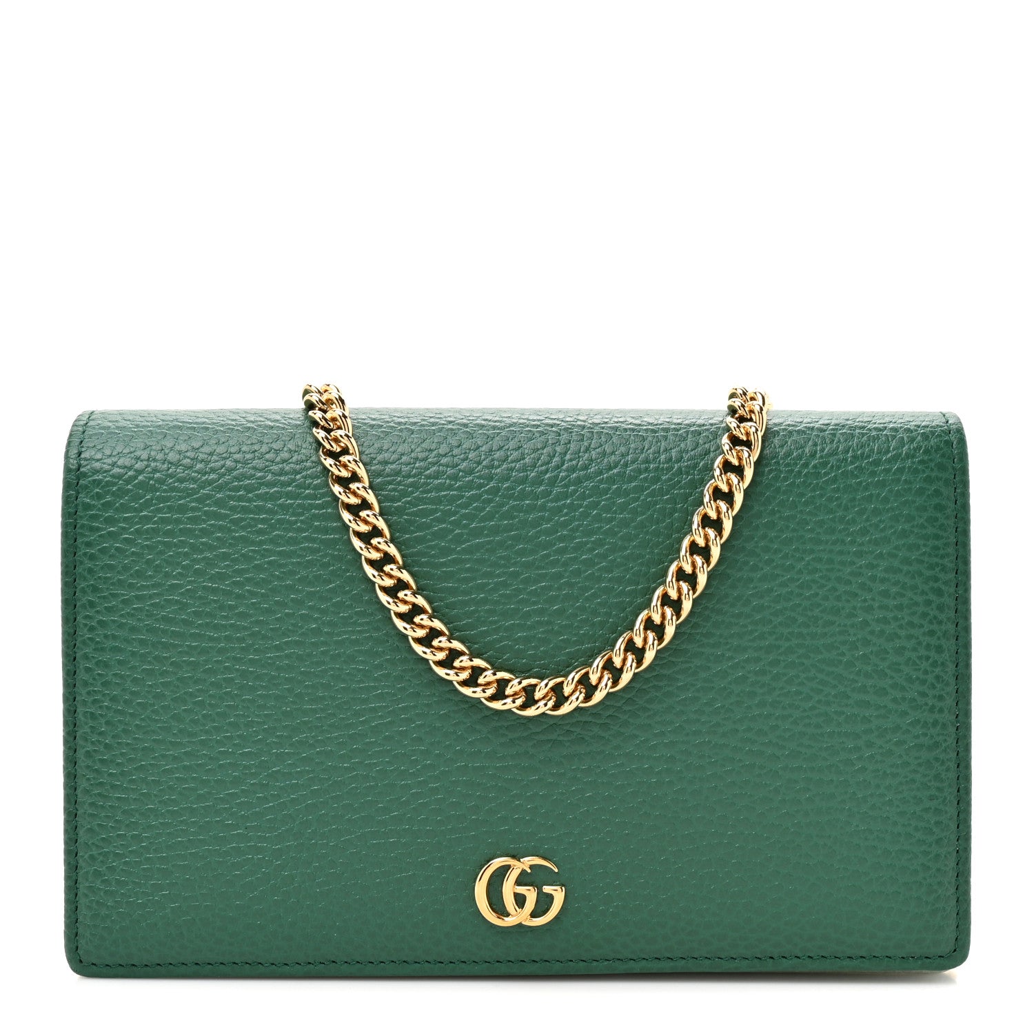 Dollar Calfskin Mini GG Marmont Chain Wallet Emerald Green Salvy Green
