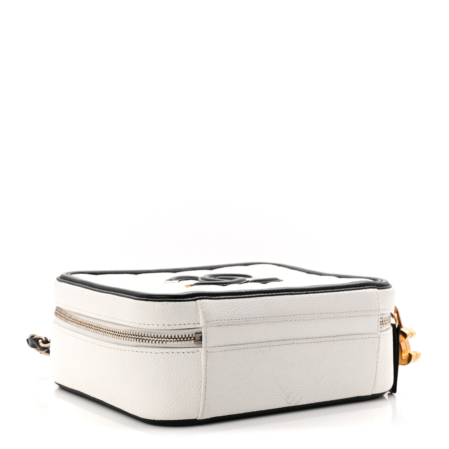 Caviar Quilted Medium CC Filigree Vanity Case White Black