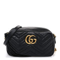 Calfskin Matelasse Small GG Marmont Chain Shoulder Bag Black