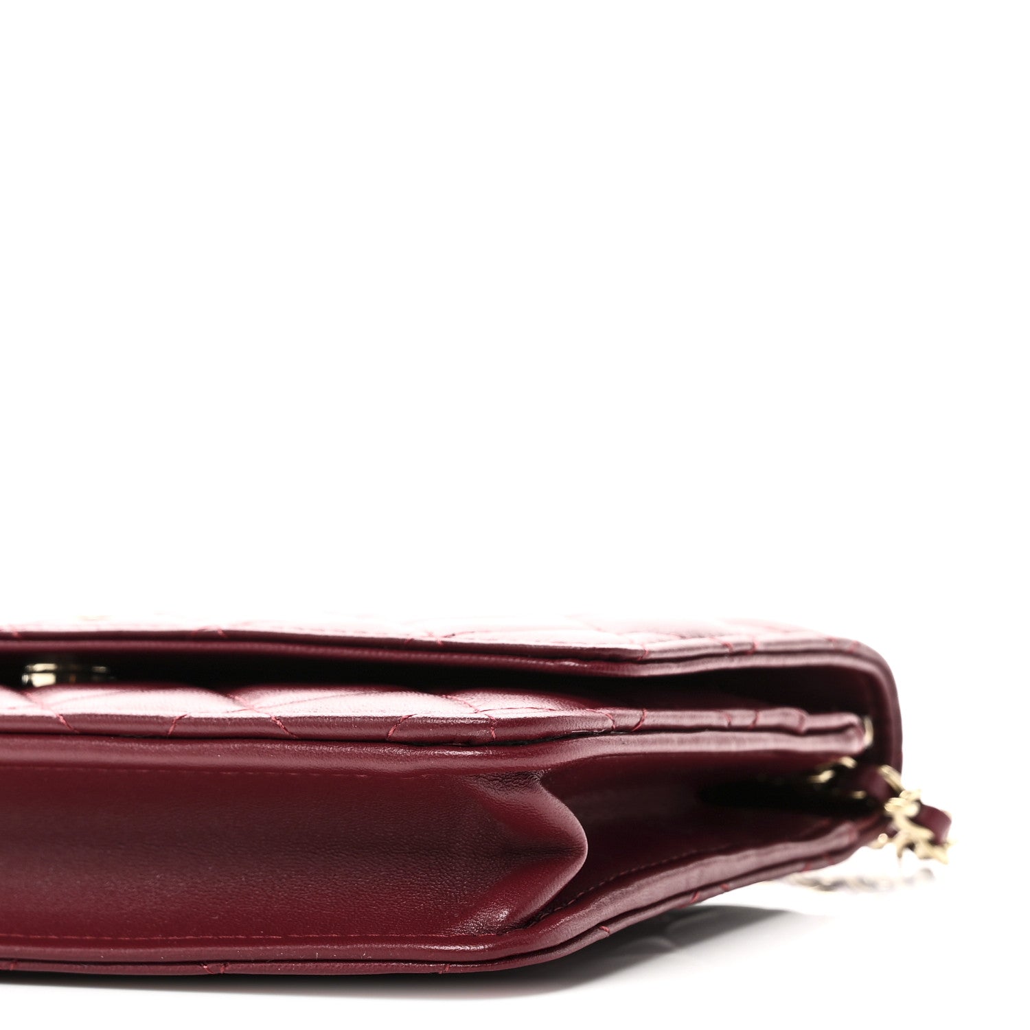 Lambskin Quilted Wallet On Chain WOC Burgundy