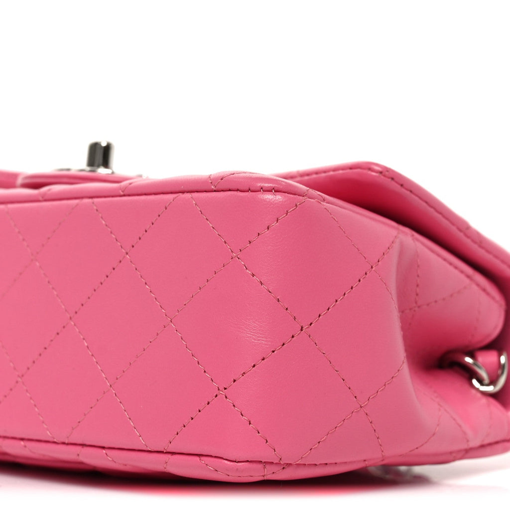Lambskin Quilted Mini Rectangular Flap Pink