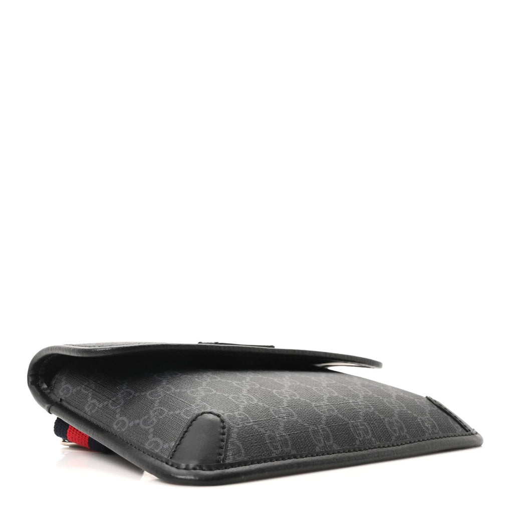 GG Supreme Monogram Web Slim Belt Bag Black Grey