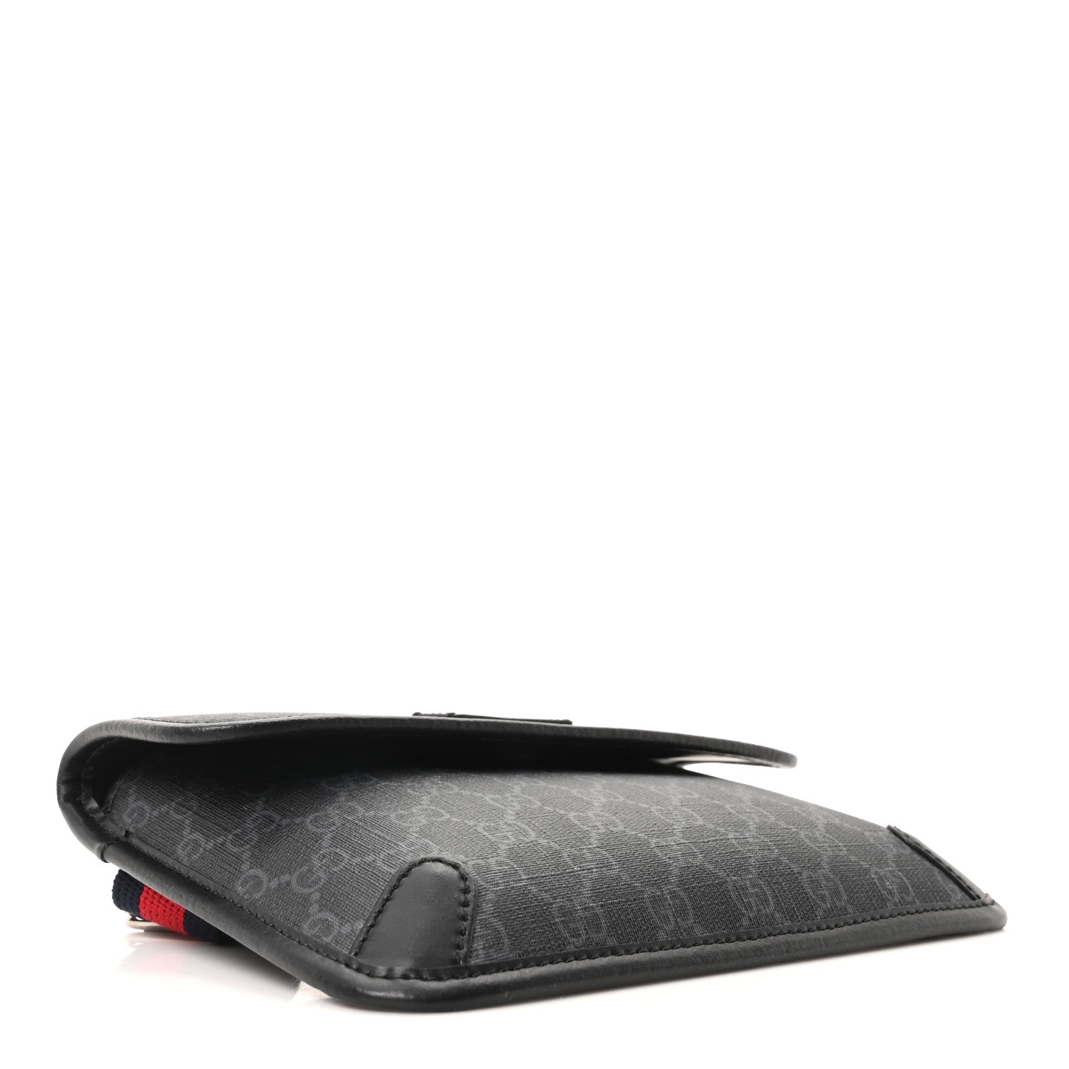 GG Supreme Monogram Web Slim Belt Bag Black Grey
