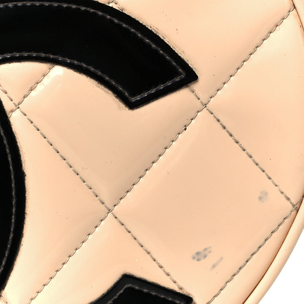 Patent Quilted CC Barbie Heart Vanity Case Beige