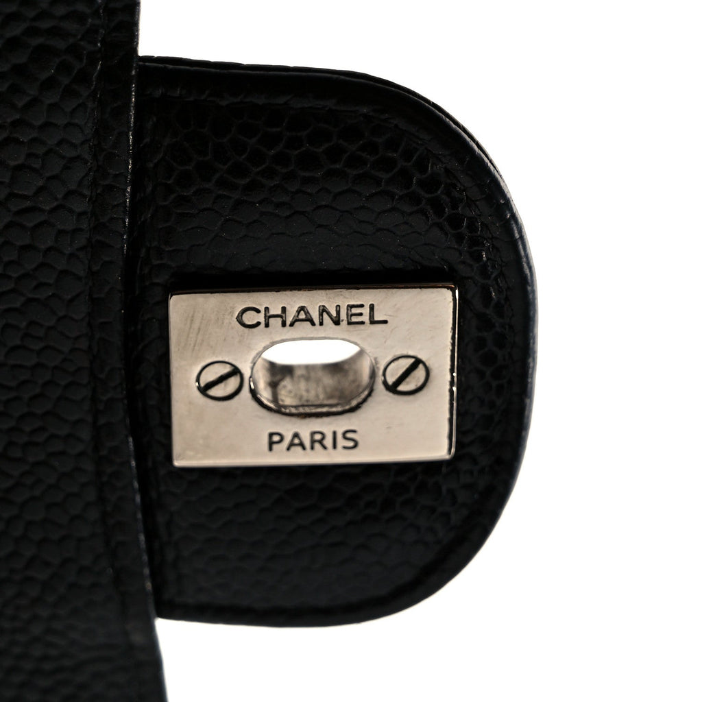 Caviar Quilted Medium Double Flap Black