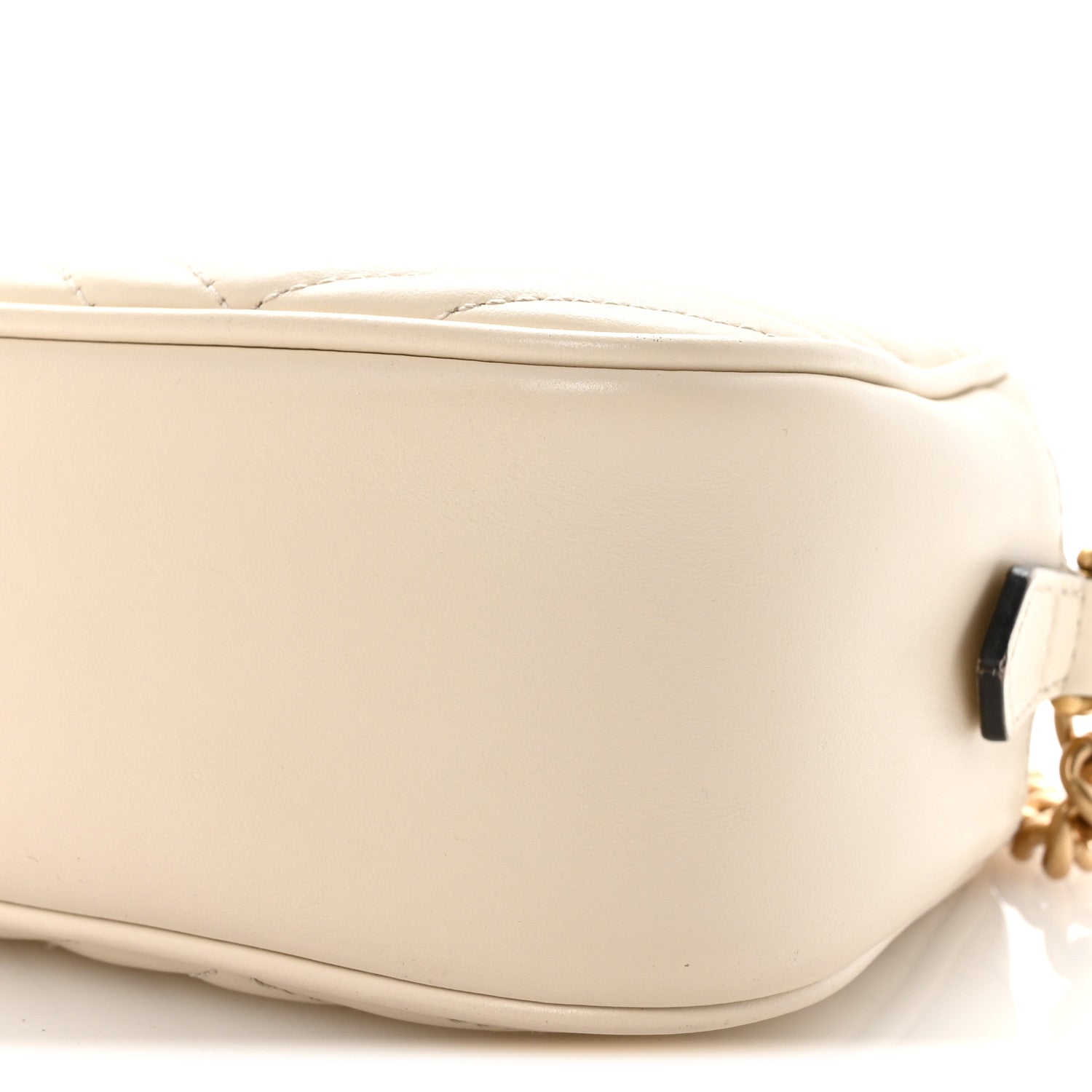 Calfskin Matelasse Small GG Marmont Chain Shoulder Bag White
