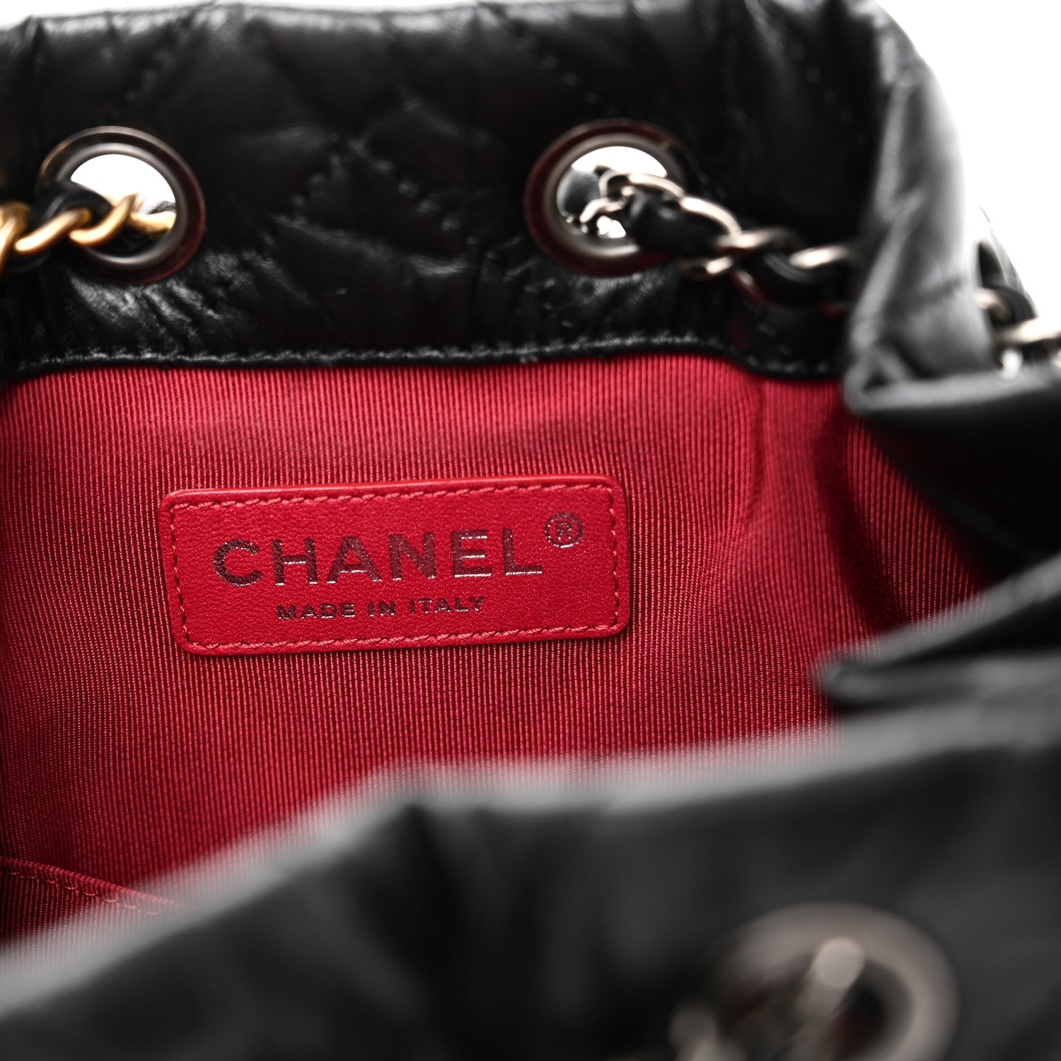Aged Calfskin Chevron Quilted Small Gabrielle Backpack Black