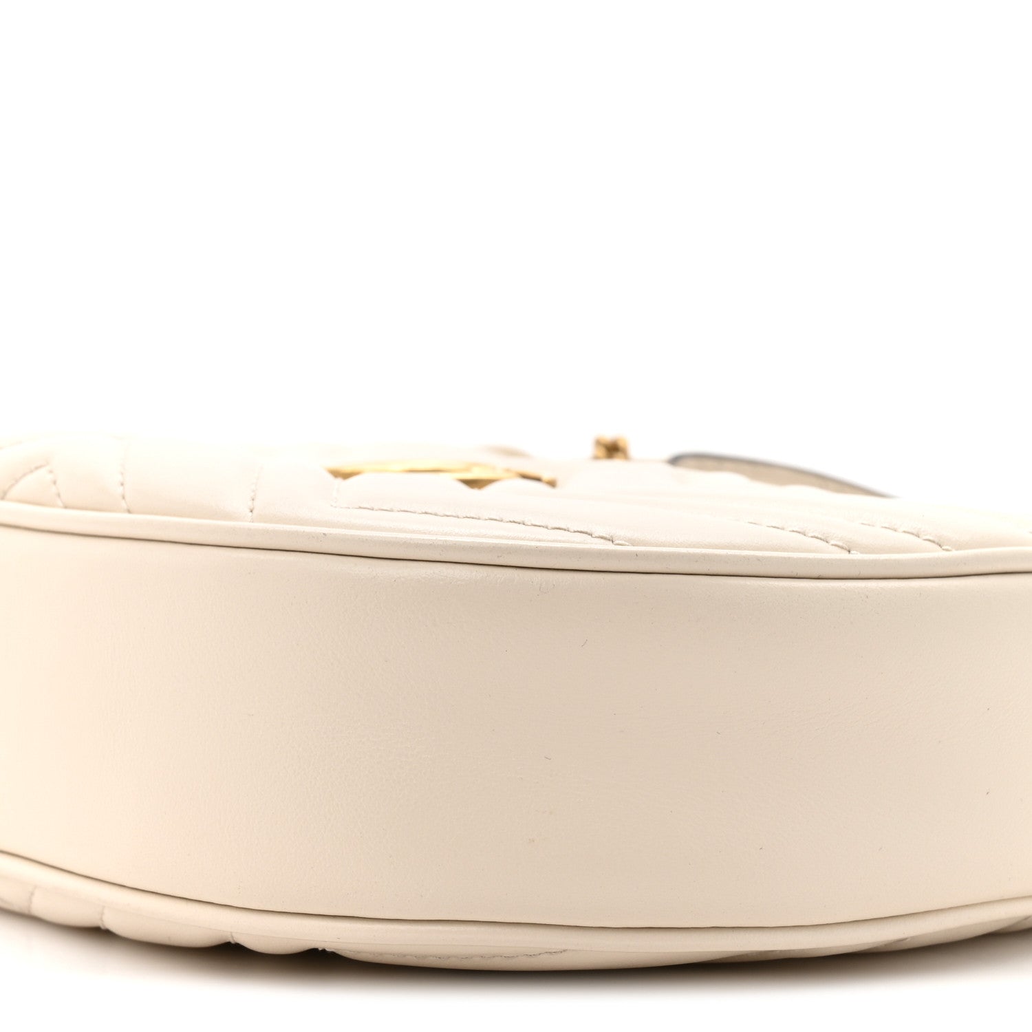 Calfskin Matelasse Chevron Mini GG Marmont Half Moon Hobo Mystic White
