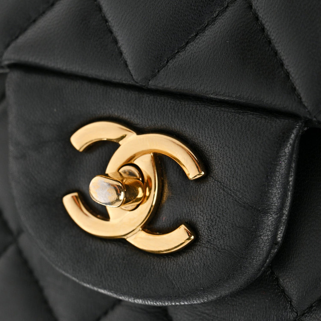 Lambskin Quilted Jumbo Double Flap Black