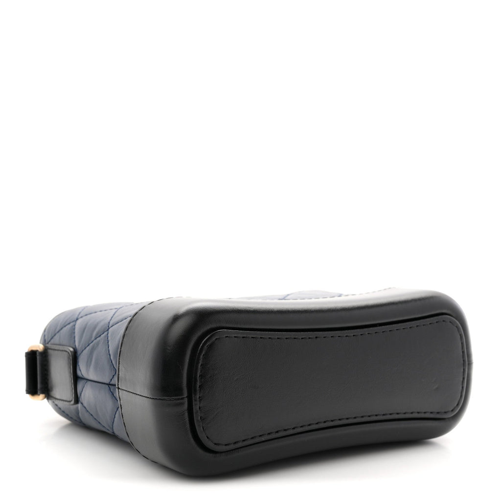 Aged Calfskin Quilted Small Gabrielle Hobo Navy Black