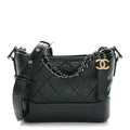Aged Calfskin Quilted Small Gabrielle Hobo Dark Green