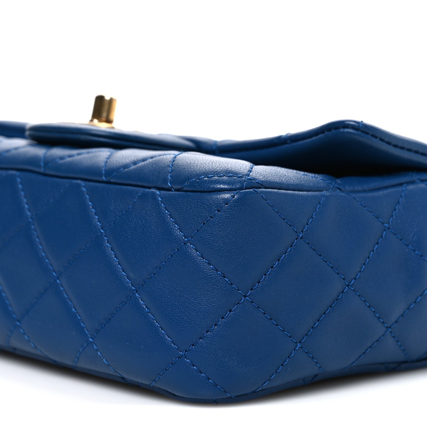 Lambskin Quilted Pearl Crush Mini Rectangular Flap Blue