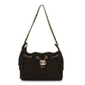 Suede Quilted Mini Chanel 25 Handbag Dark Brown