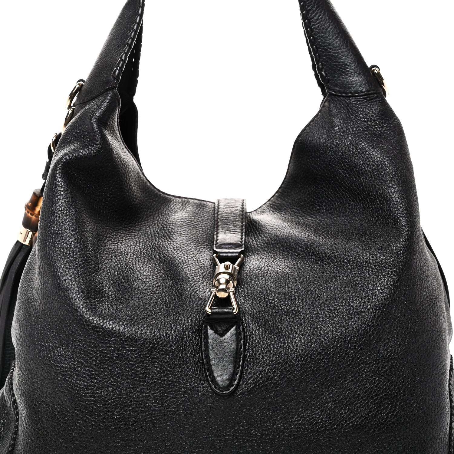 Pebbled Calfskin Medium New Jackie Shoulder Bag Black