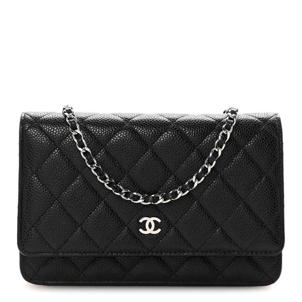 Caviar Quilted Wallet on Chain WOC Black