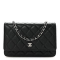 Caviar Quilted Wallet on Chain WOC Black