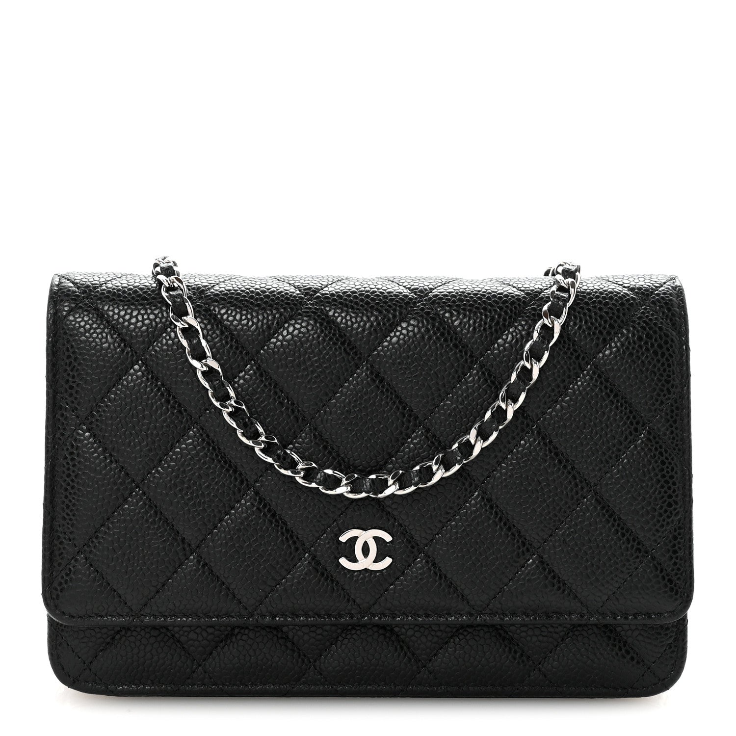 Caviar Quilted Wallet on Chain WOC Black