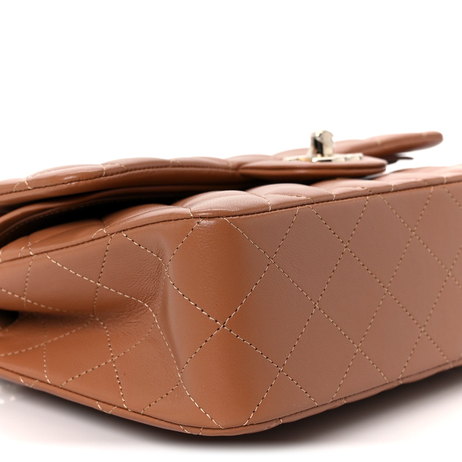 Lambskin Quilted Small Double Flap Brown