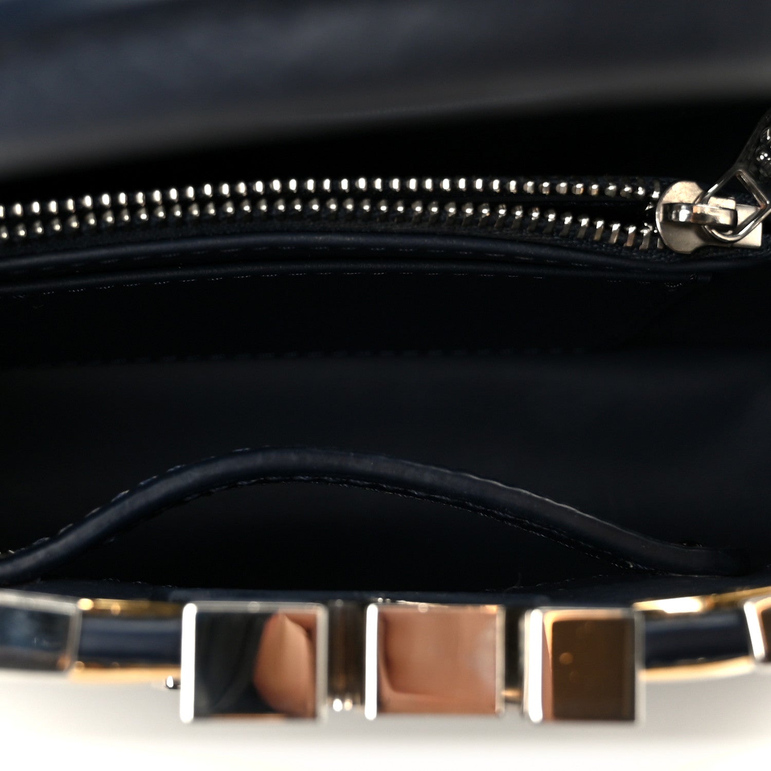 Taurillon Embellished Malletage Crown Mini Capucines Navy