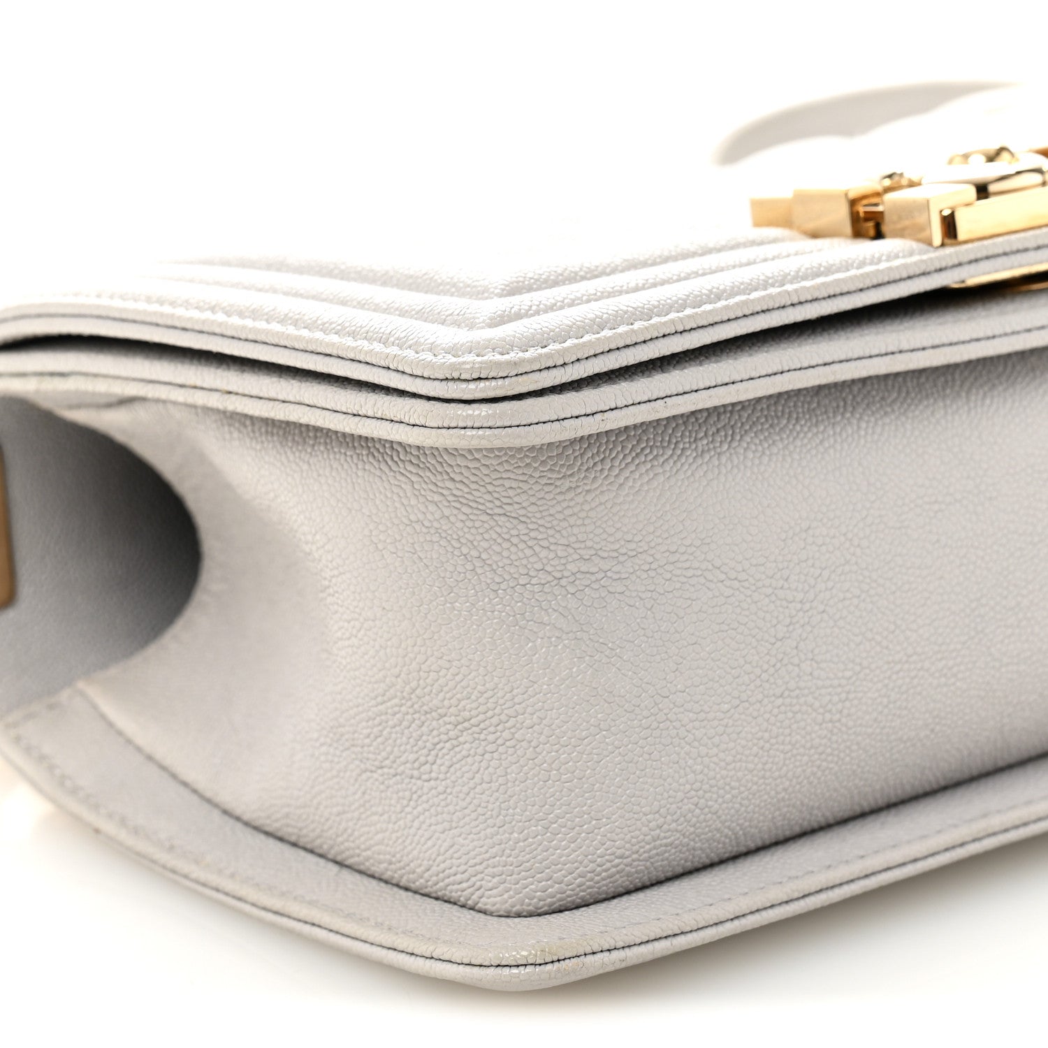 Caviar Quilted Small Boy Flap Light Grey