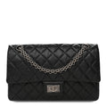Aged Calfskin Quilted 2.55 Reissue 225 Flap  Black