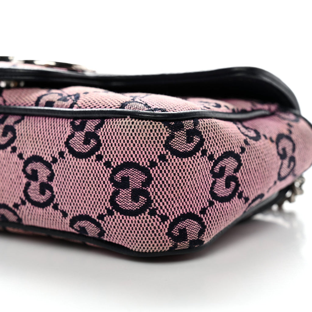 Monogram Multicolor Matelasse Diagonal Super Mini GG Marmont Shoulder Bag Pink Blue