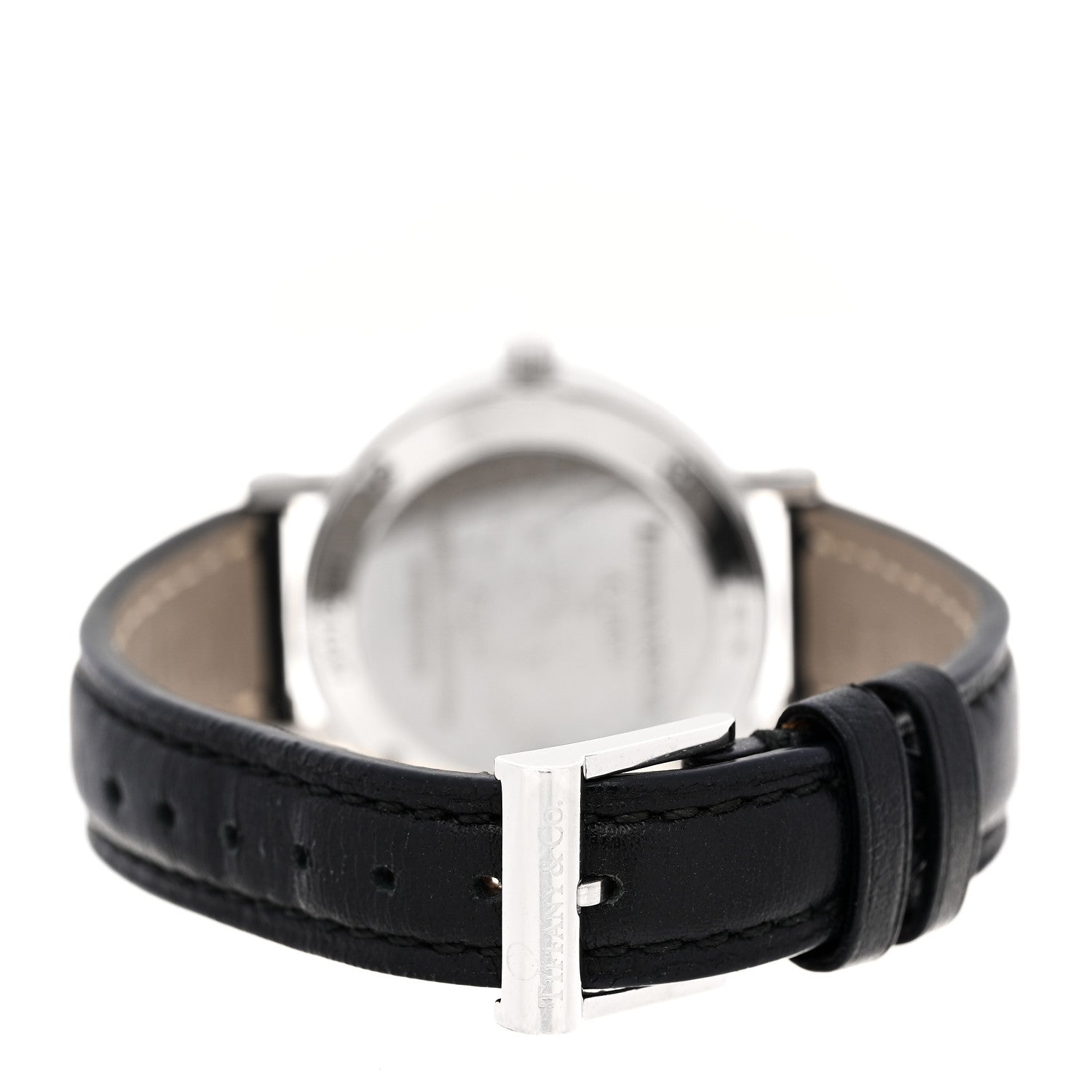 Sterling Silver Calfskin 29mm Atlas Quartz Watch Black
