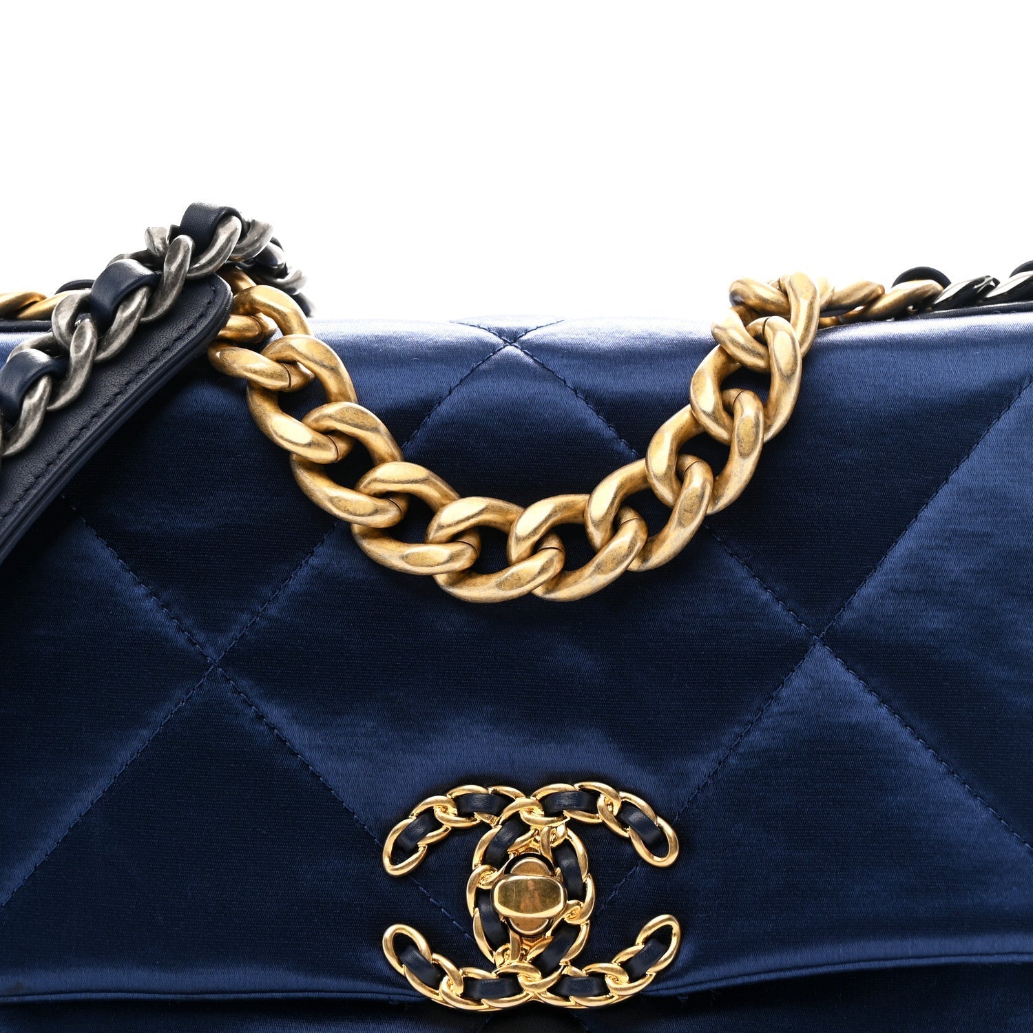 Satin Quilted Medium Chanel 19 Flap Blue