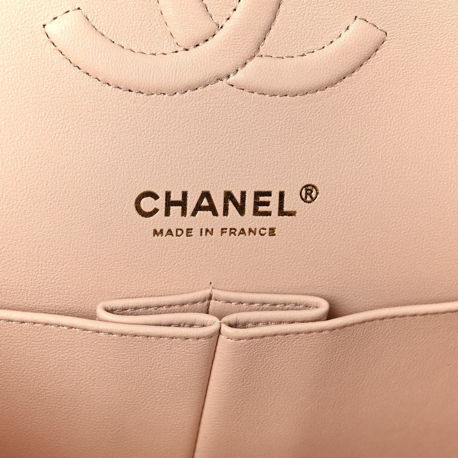 Caviar Quilted Medium Double Flap Light Beige