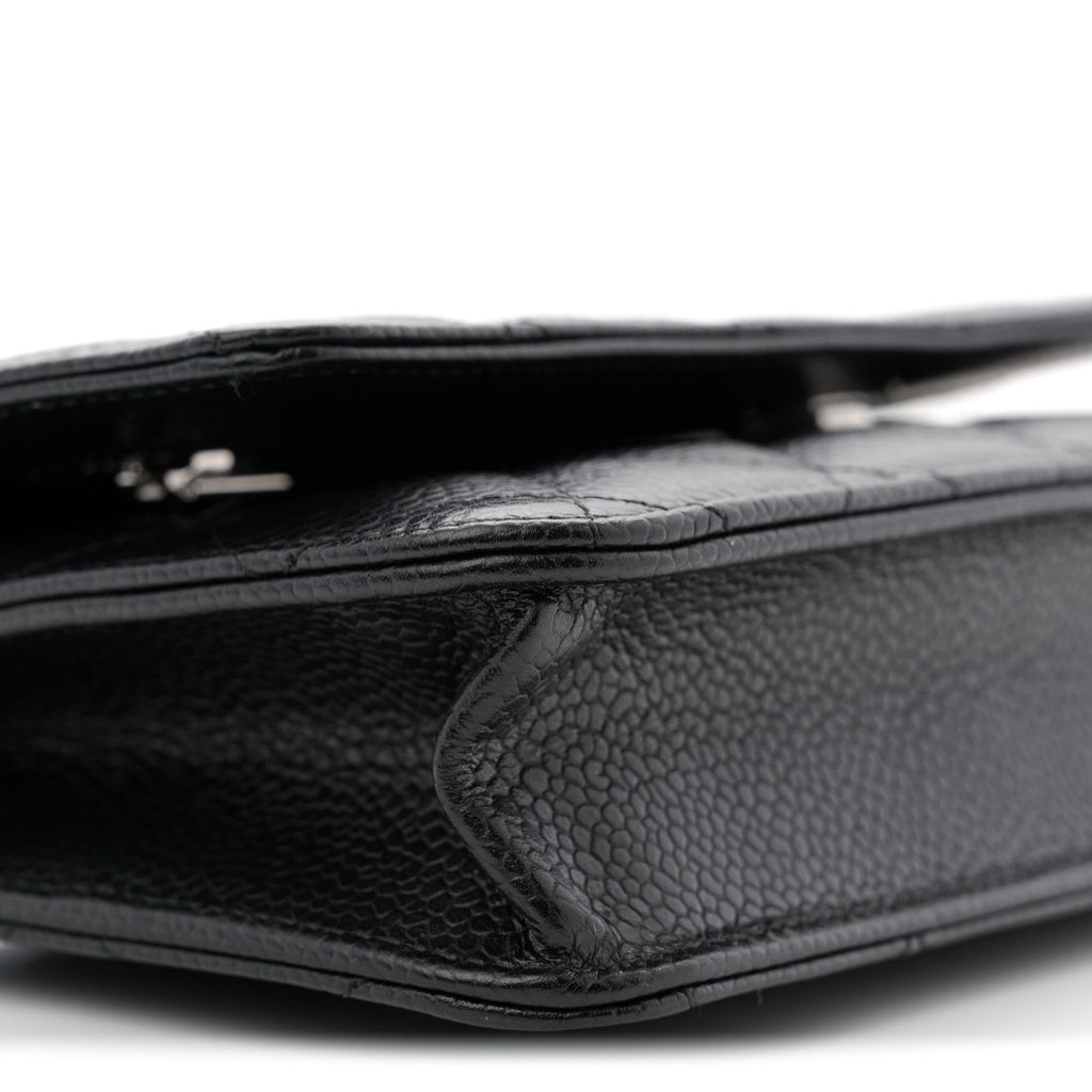 Caviar Quilted Wallet on Chain WOC Black