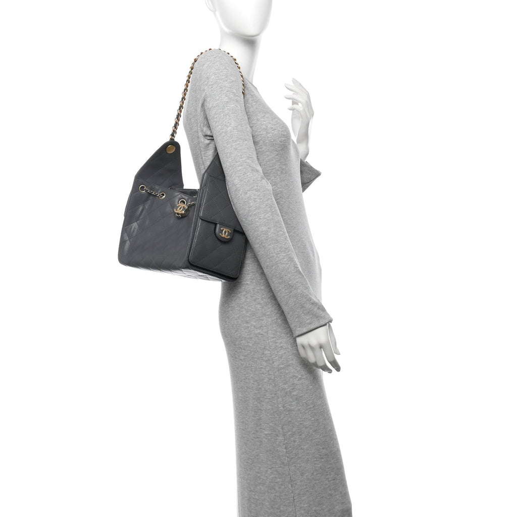 Caviar Quilted Small Chanel 25 Handbag Dark Grey