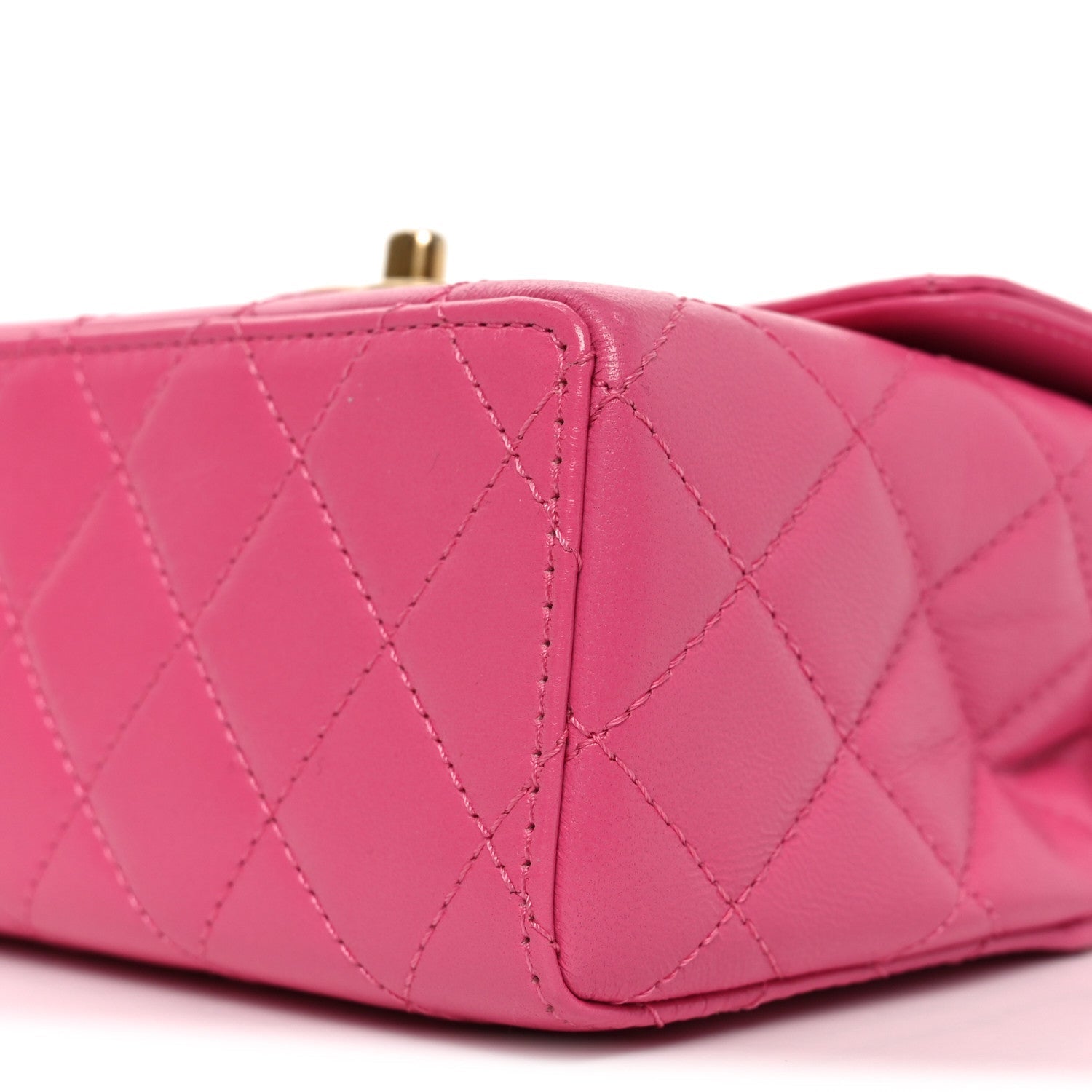 Goatskin Quilted Mini Square Flap Pink