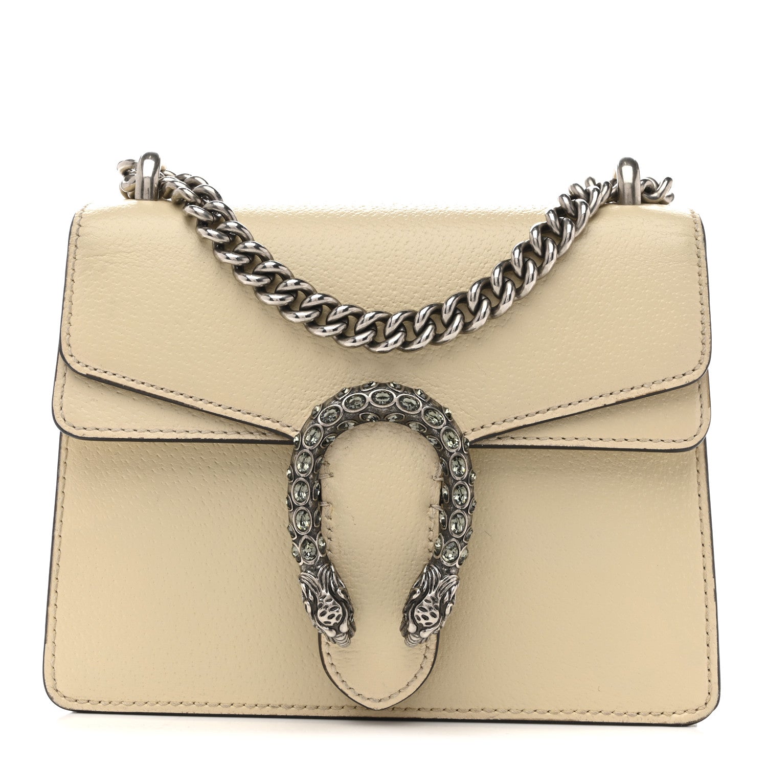 Textured Calfskin Crystal Mini Dionysus Shoulder Bag Mystic White