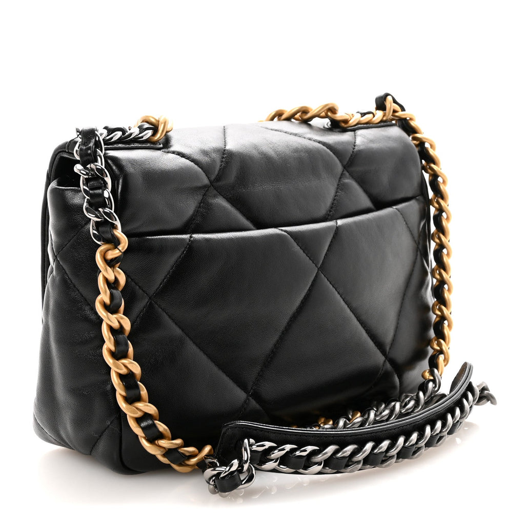 Lambskin Quilted Medium Chanel 19 Flap Black