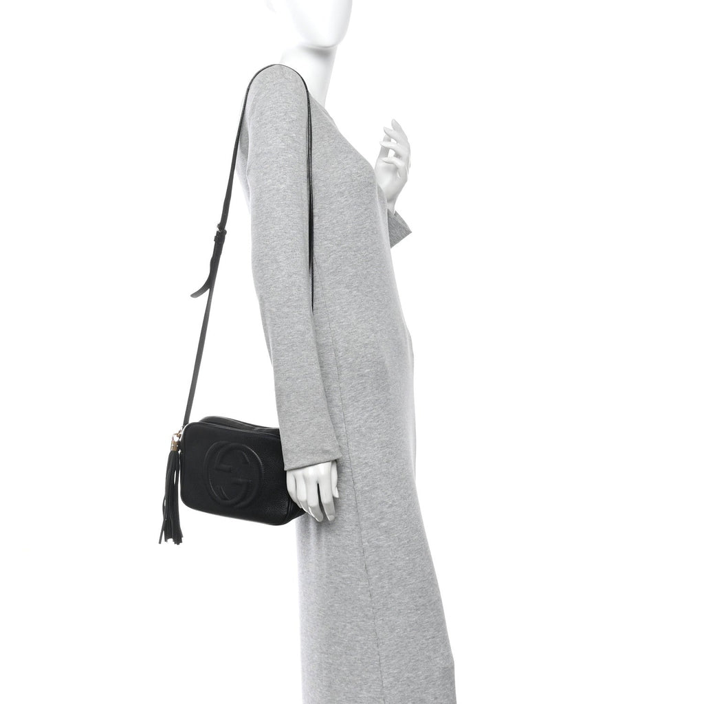 Pebbled Calfskin Small Soho Disco Bag Black