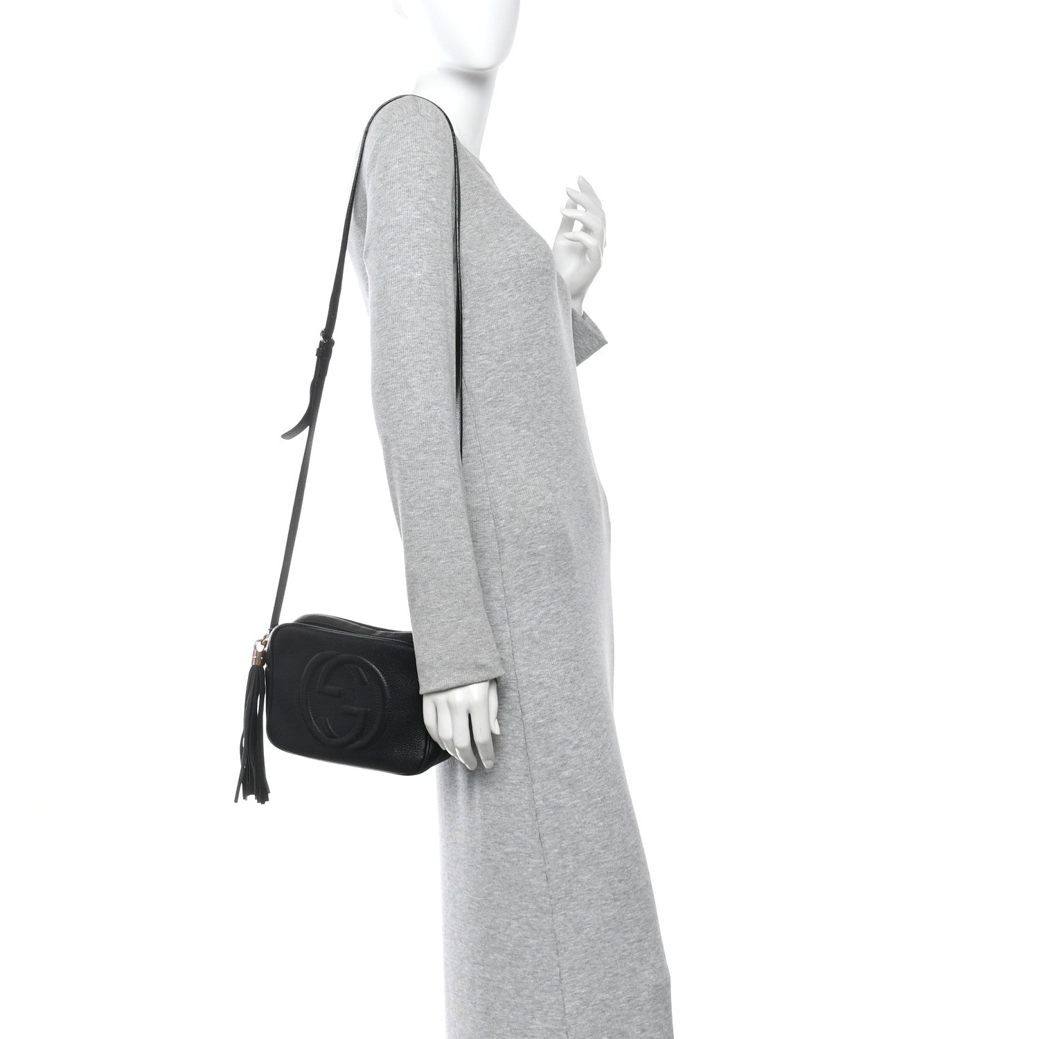 Pebbled Calfskin Small Soho Disco Bag Black