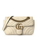 Calfskin Matelasse Mini GG Marmont Shoulder Bag White