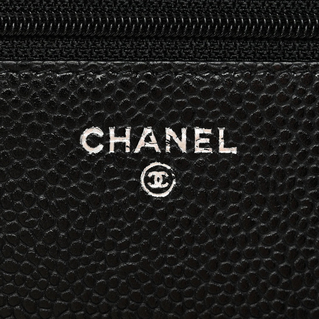 Caviar Quilted Wallet on Chain WOC Black
