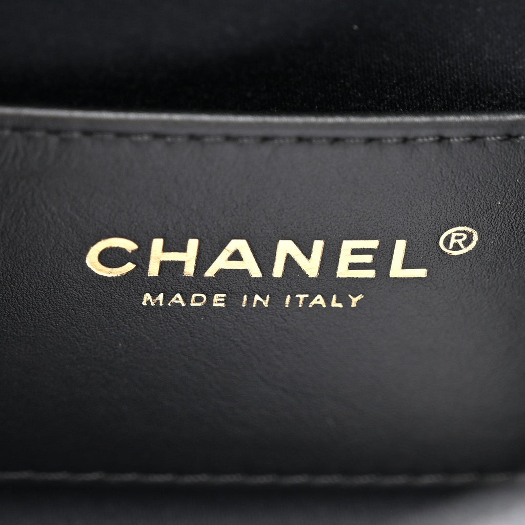 Washed Denim Quilted Mini Chanel 25 Handbag Black