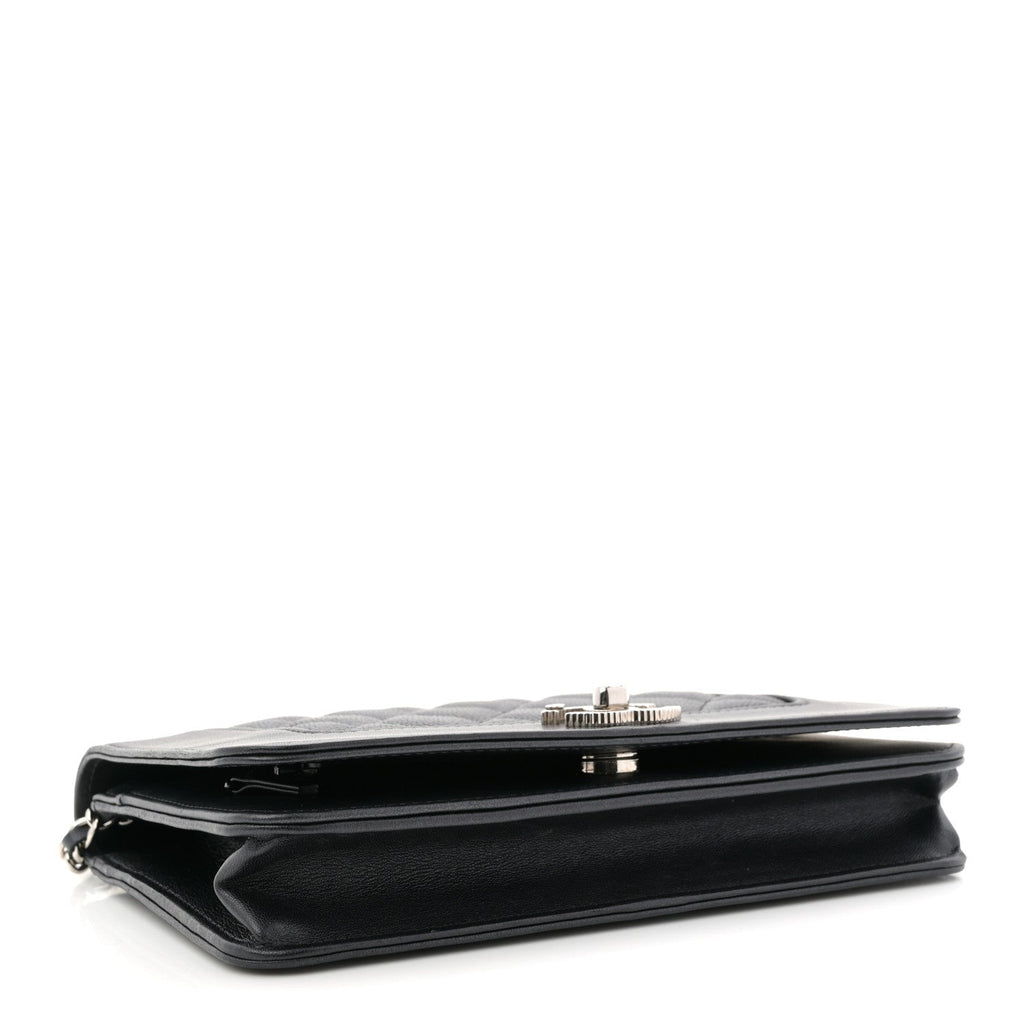 Caviar Quilted Vintage Mademoiselle Wallet On Chain WOC Black