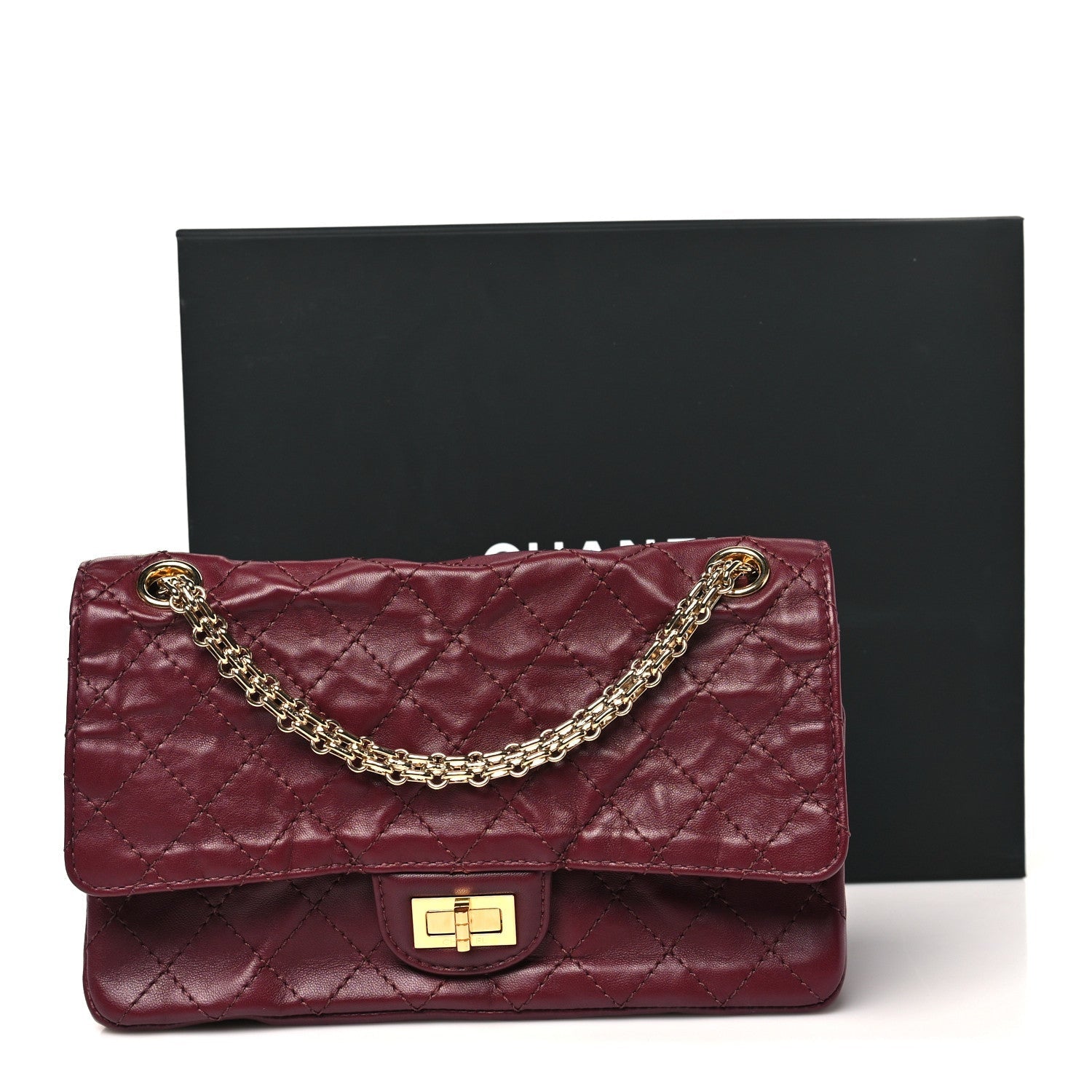 Lambskin Quilted Crush 2.55 Reissue 225 Flap Dark Burgundy