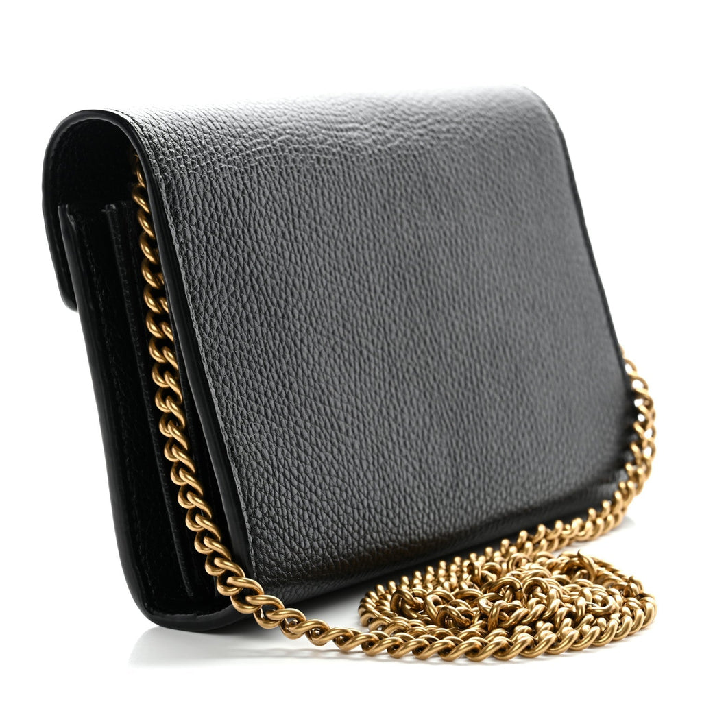 Calfskin GG Marmont Chain Wallet Black