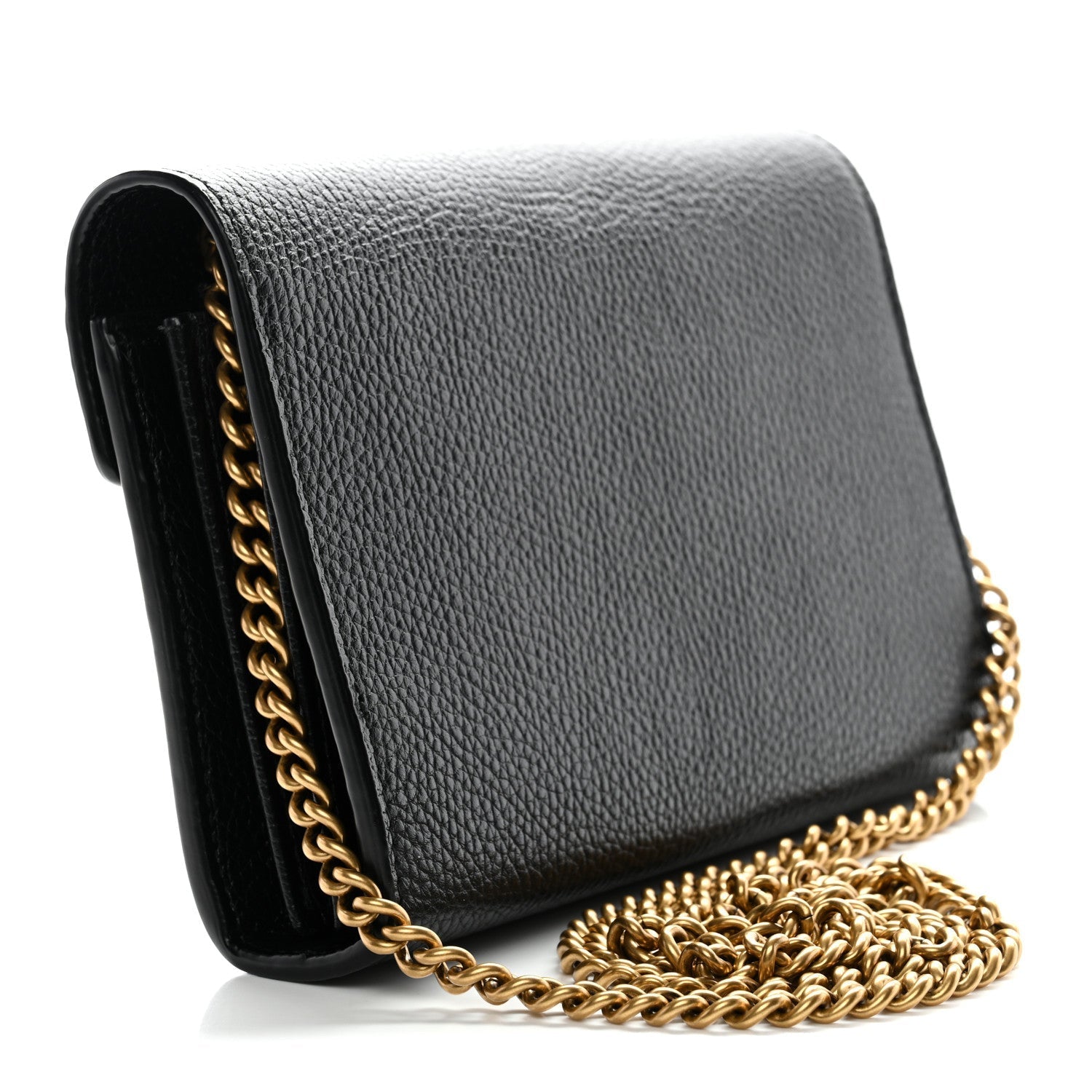 Calfskin GG Marmont Chain Wallet Black