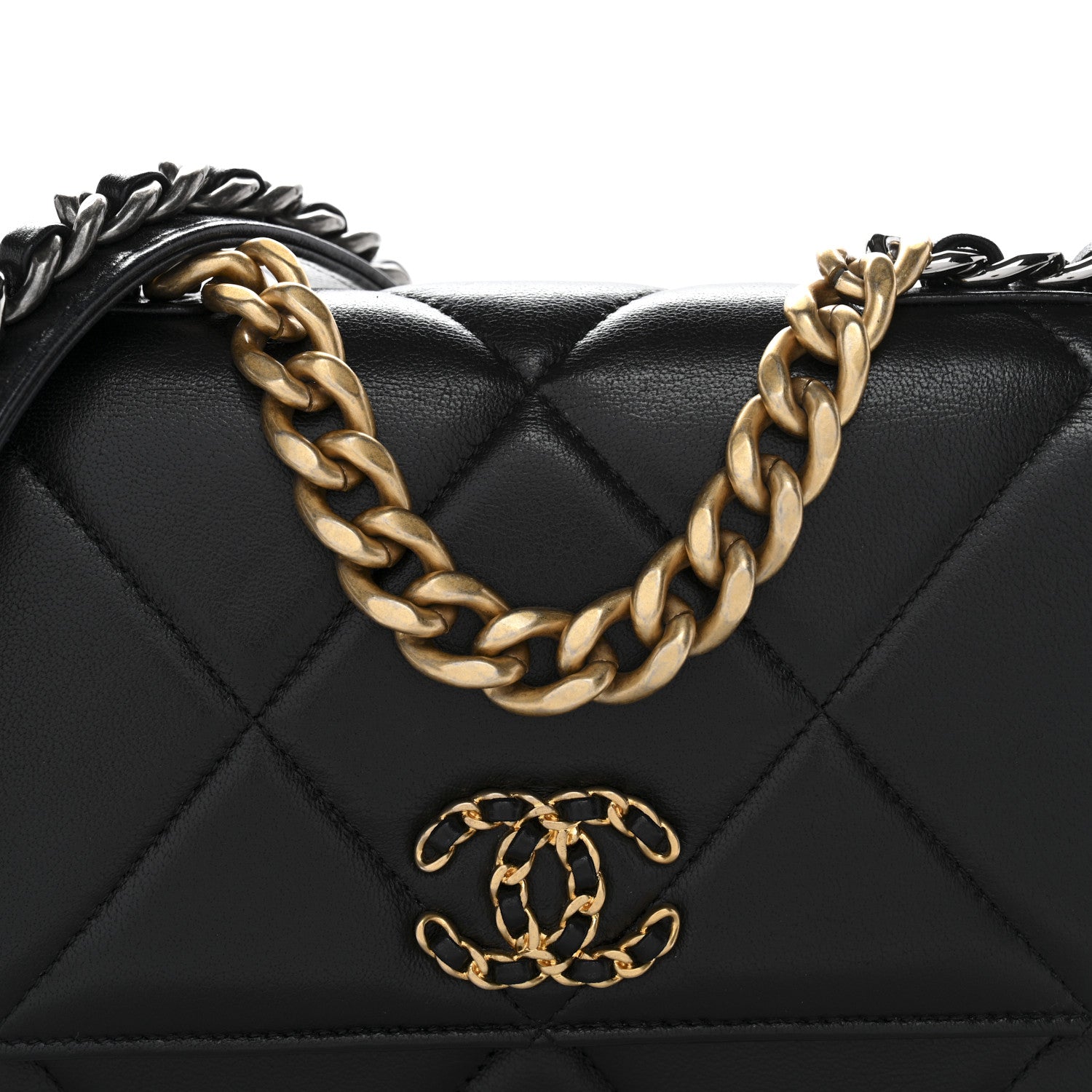 Lambskin Quilted Chanel 19 Wallet On Chain WOC Black