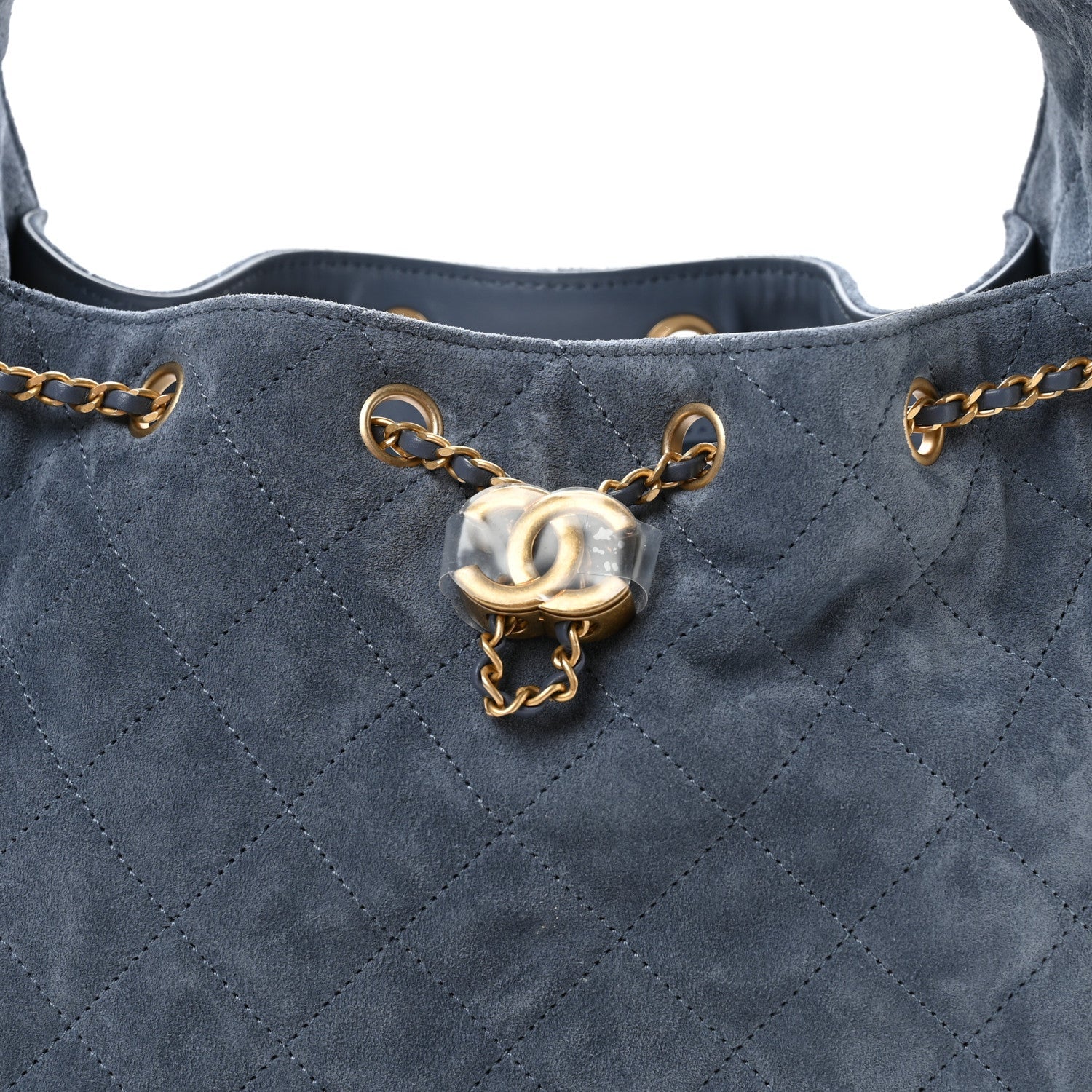 Suede Quilted Small Chanel 25 Handbag Blue