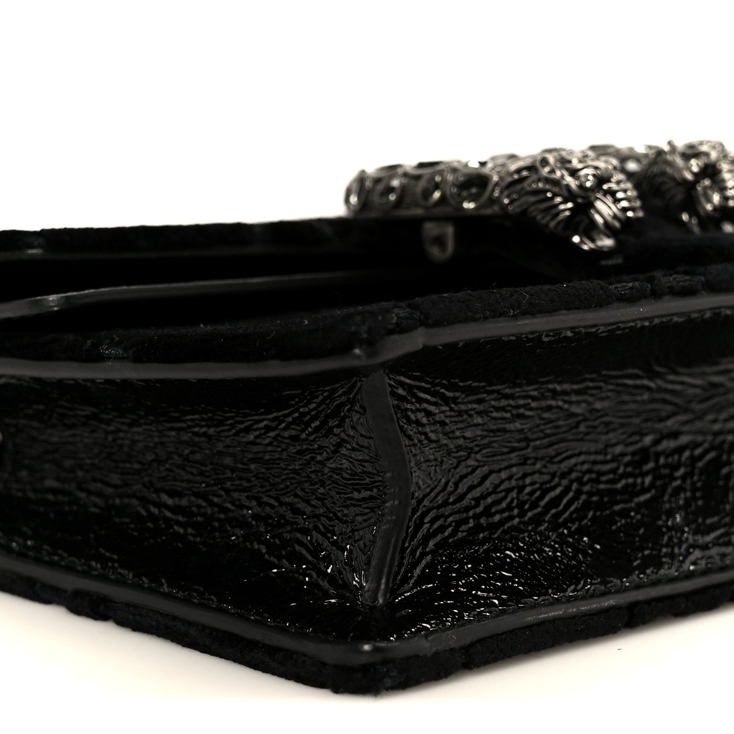 Velvet Skipper Crystal GG Monogram Super Mini Dionysus Shoulder Bag Black