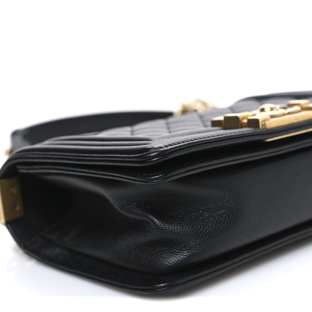 Caviar Quilted Small Boy Flap Black